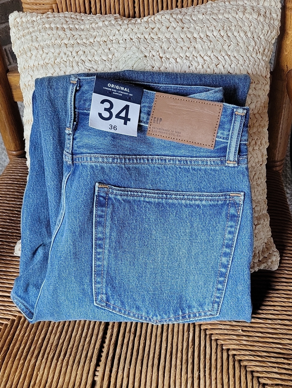 Gap original fit blue jeans 34x36